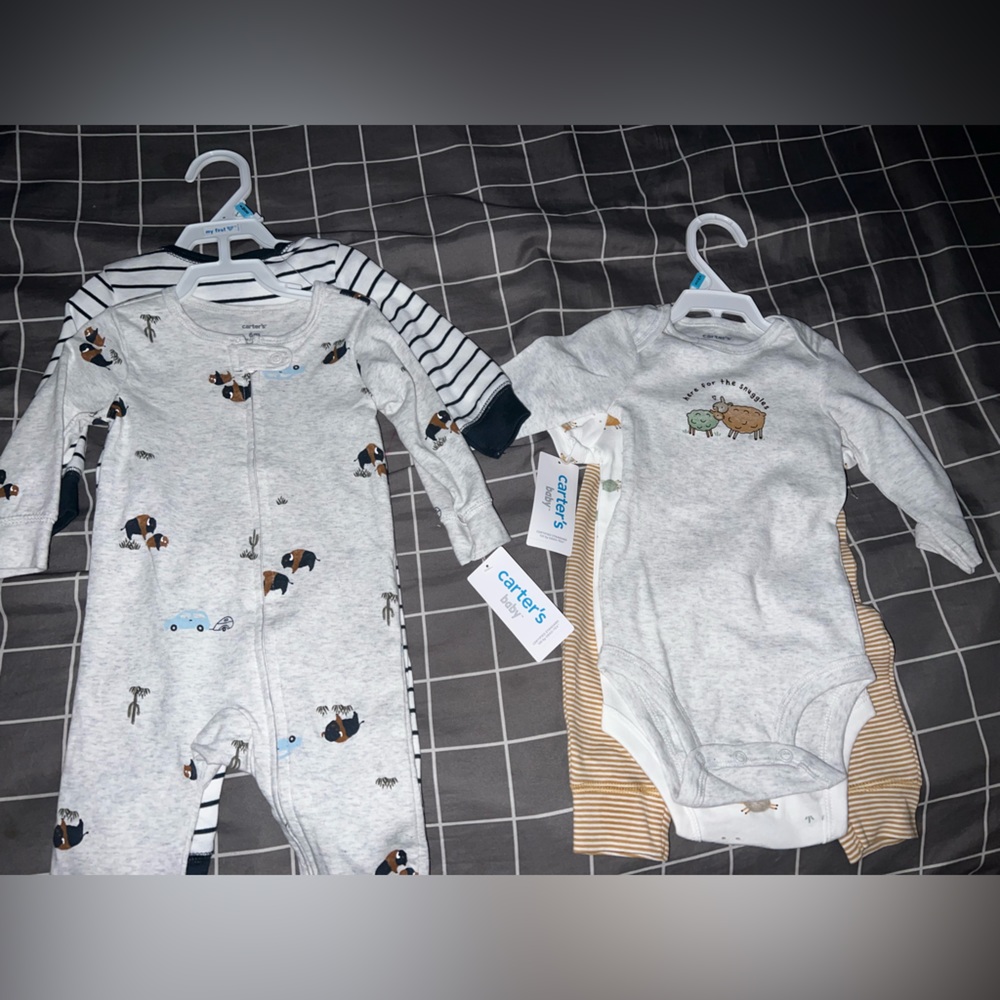 2 sets of comfy pajamas for a clean baby ready to relax or take a nap….